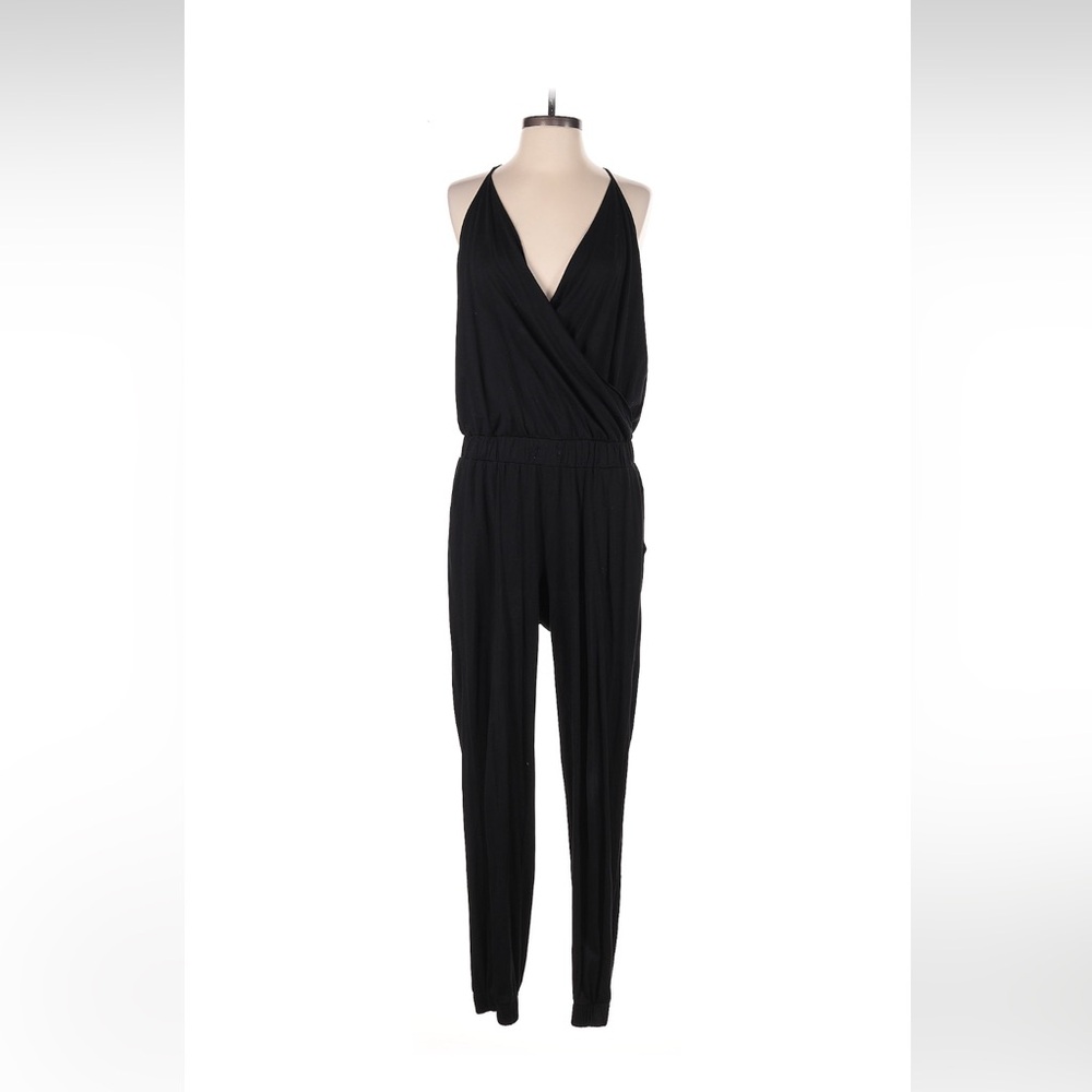 Black Sleeveless Surplice Jumpsuit